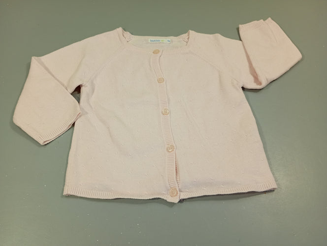 Gilet rose pâle texturé, moins cher chez Petit Kiwi