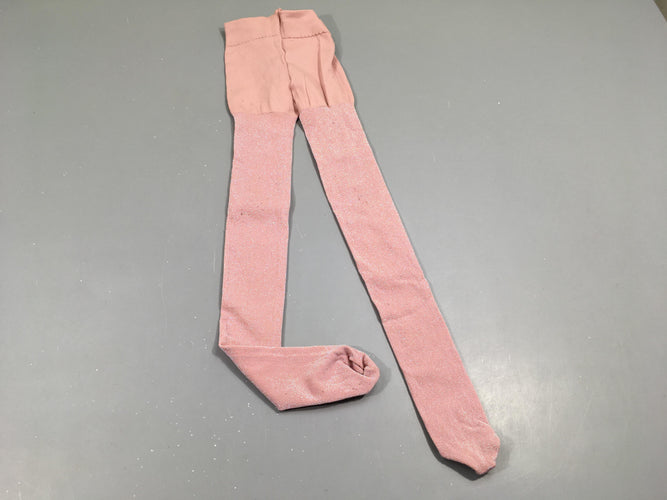 Collants dessus nylon vieux rose, dessous vieux rose pailleté, pas de taille indiquée, moins cher chez Petit Kiwi