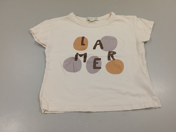 T-shirt m.c beige clair "La mer", moins cher chez Petit Kiwi