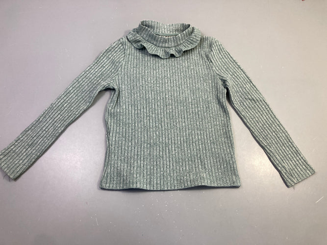 T-shirt m.l épais vert clair chiné col volanté, moins cher chez Petit Kiwi