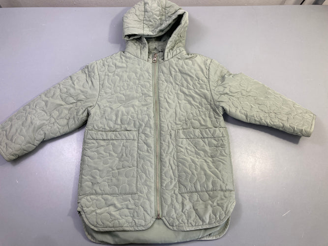Veste zippée matelassé vert d'eau capuche, moins cher chez Petit Kiwi