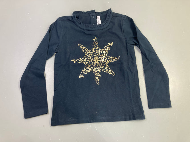 T-shirt m.l bleu marine flocon doré volanté, moins cher chez Petit Kiwi