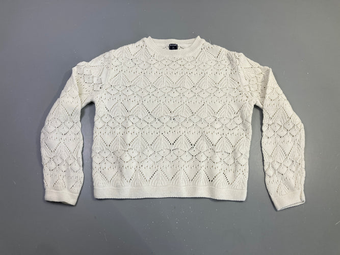 Pull m.l blanc ajouré, moins cher chez Petit Kiwi