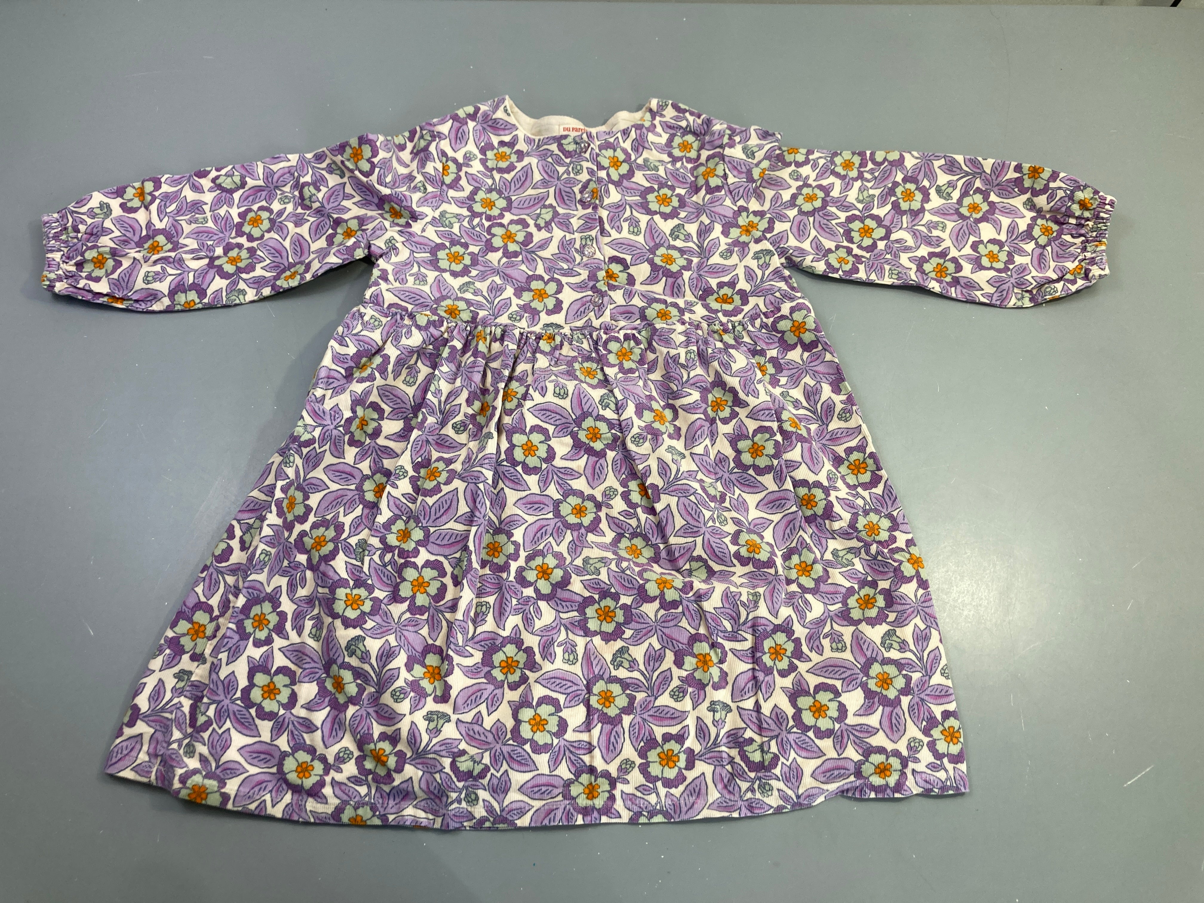 Robe m.l écru fleurs mauves