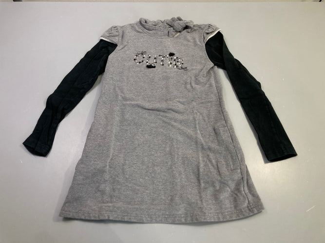 Robe m.l gris et noir message Cutie strass, moins cher chez Petit Kiwi