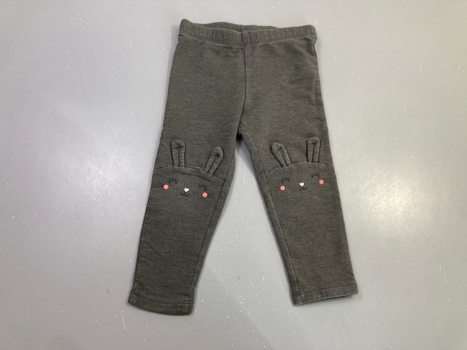 Pantalon molleton gris chiné lapin brodé, moins cher chez Petit Kiwi