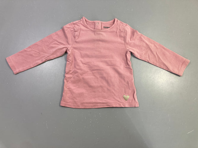 T-shirt m.l rose cœur doré, moins cher chez Petit Kiwi