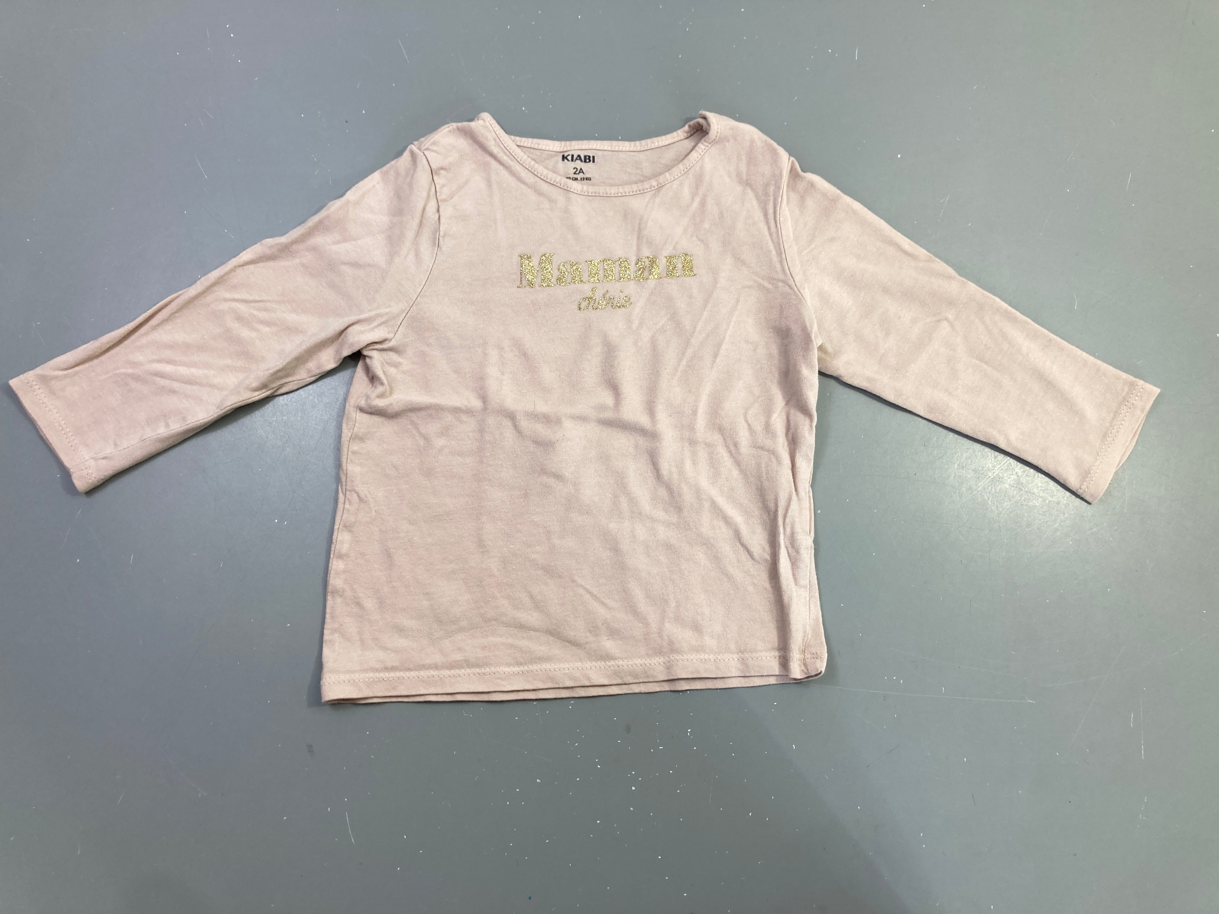 T-shirt m.l rose pâle Maman chérie doré