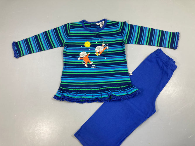 Pyjama 2pcs jersey bleu rayé souris espace, moins cher chez Petit Kiwi
