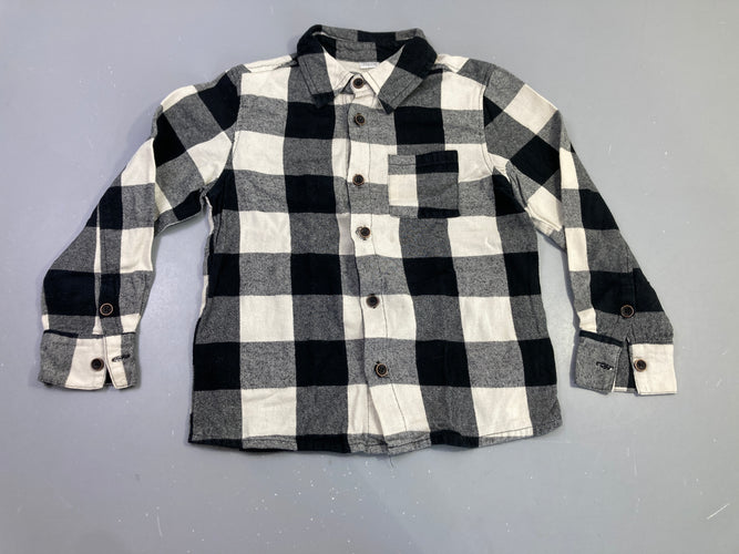 Chemise m.l flanelle noire et blanche carreaux, moins cher chez Petit Kiwi