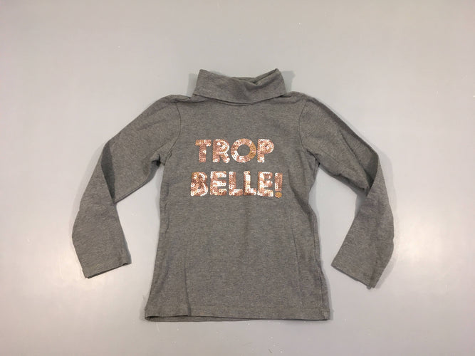 T-shirt m.l col roulé gris chiné Trop belle! sequins, moins cher chez Petit Kiwi