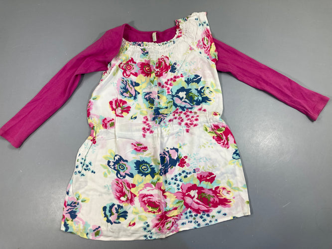 Bolero jersey rose + robe m.c blanche fleurie, moins cher chez Petit Kiwi