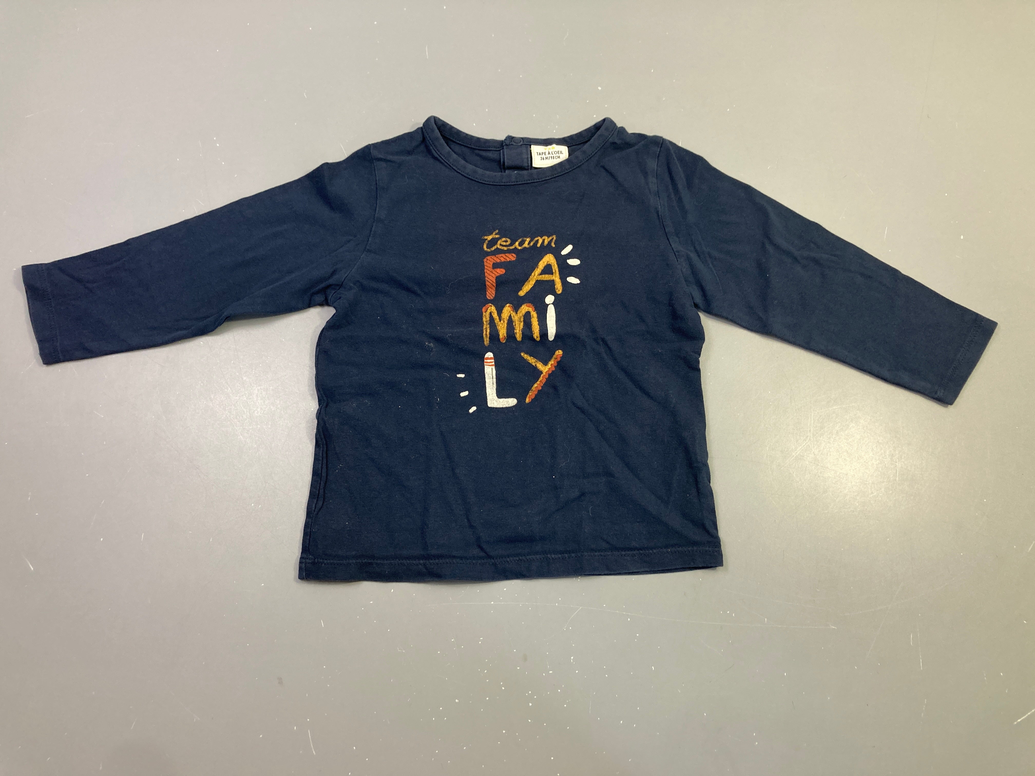 T-shirt m.l bleu marine team family