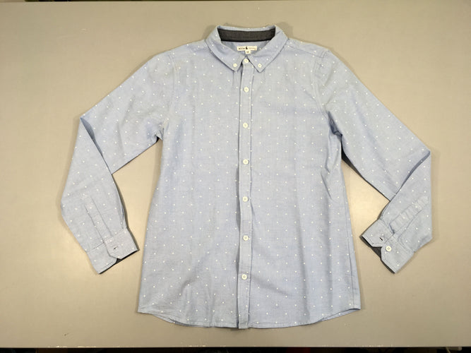 Chemise m.l bleue pois blancs, moins cher chez Petit Kiwi