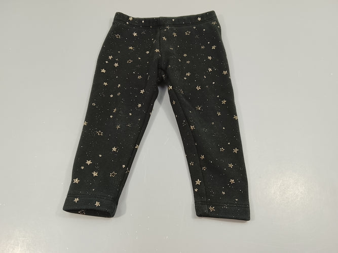 Legging noir, étoiles dorées pailletées, moins cher chez Petit Kiwi