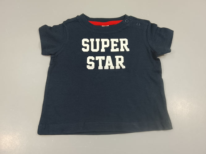 T-shirt m.c bleu marine  "super star", moins cher chez Petit Kiwi