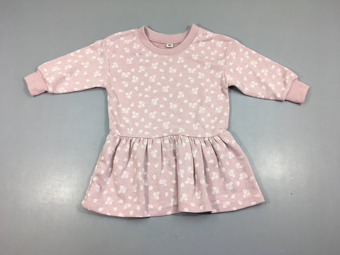 Robe m.l molleton lilas fleuri blanc-Légèrement boulochées, moins cher chez Petit Kiwi