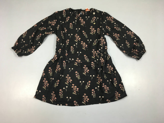 Robe m.l jersey noir fleuri, moins cher chez Petit Kiwi