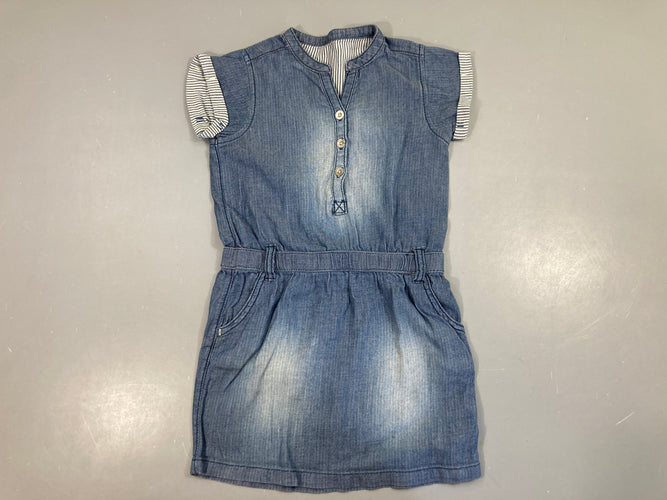 Robe m.c denim bords rayés blanc, moins cher chez Petit Kiwi