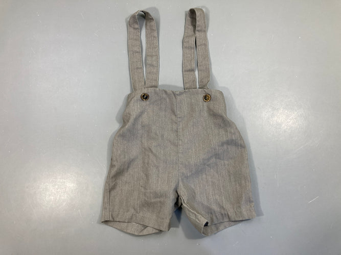 Salopette short coton gris chiné, moins cher chez Petit Kiwi