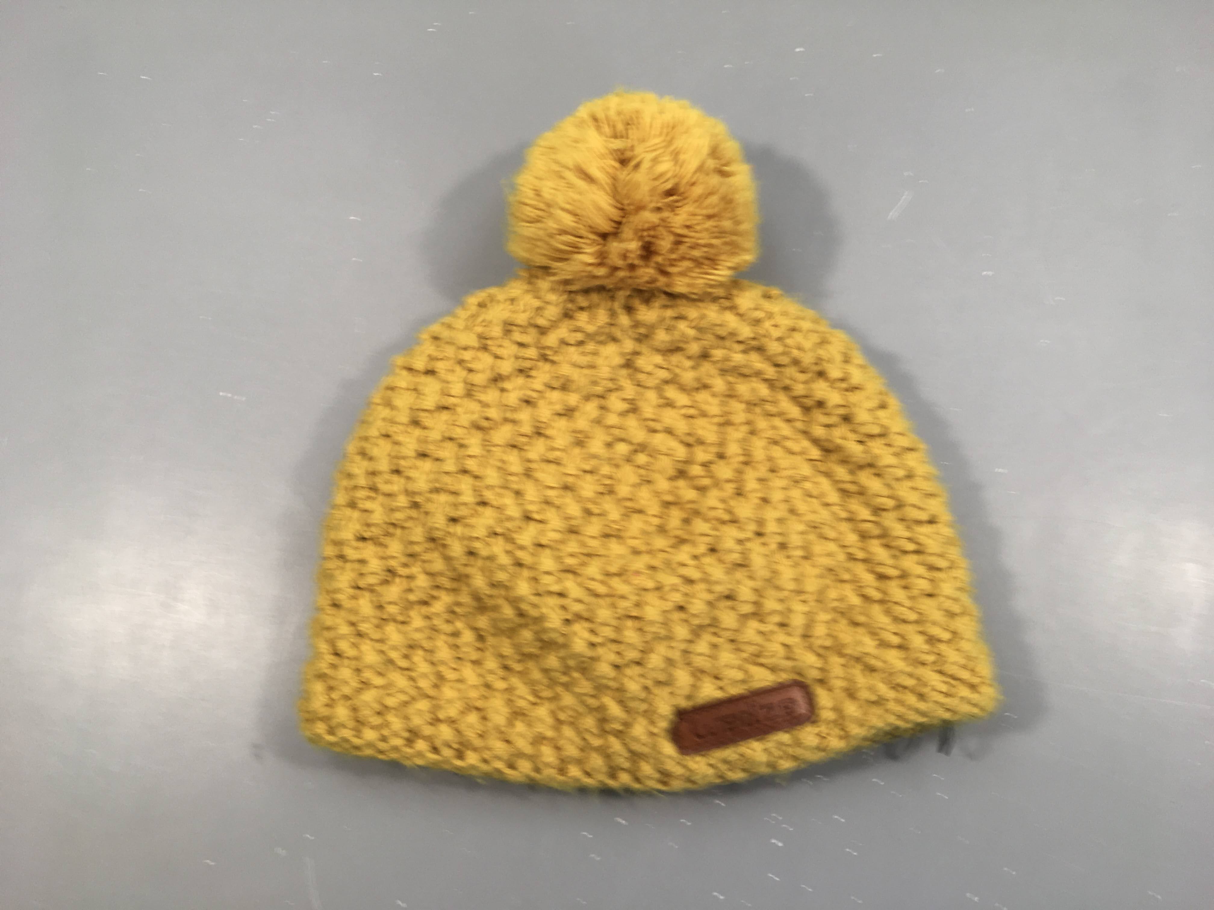 Bonnet mailles jaune pompon doublé Wed'ze
