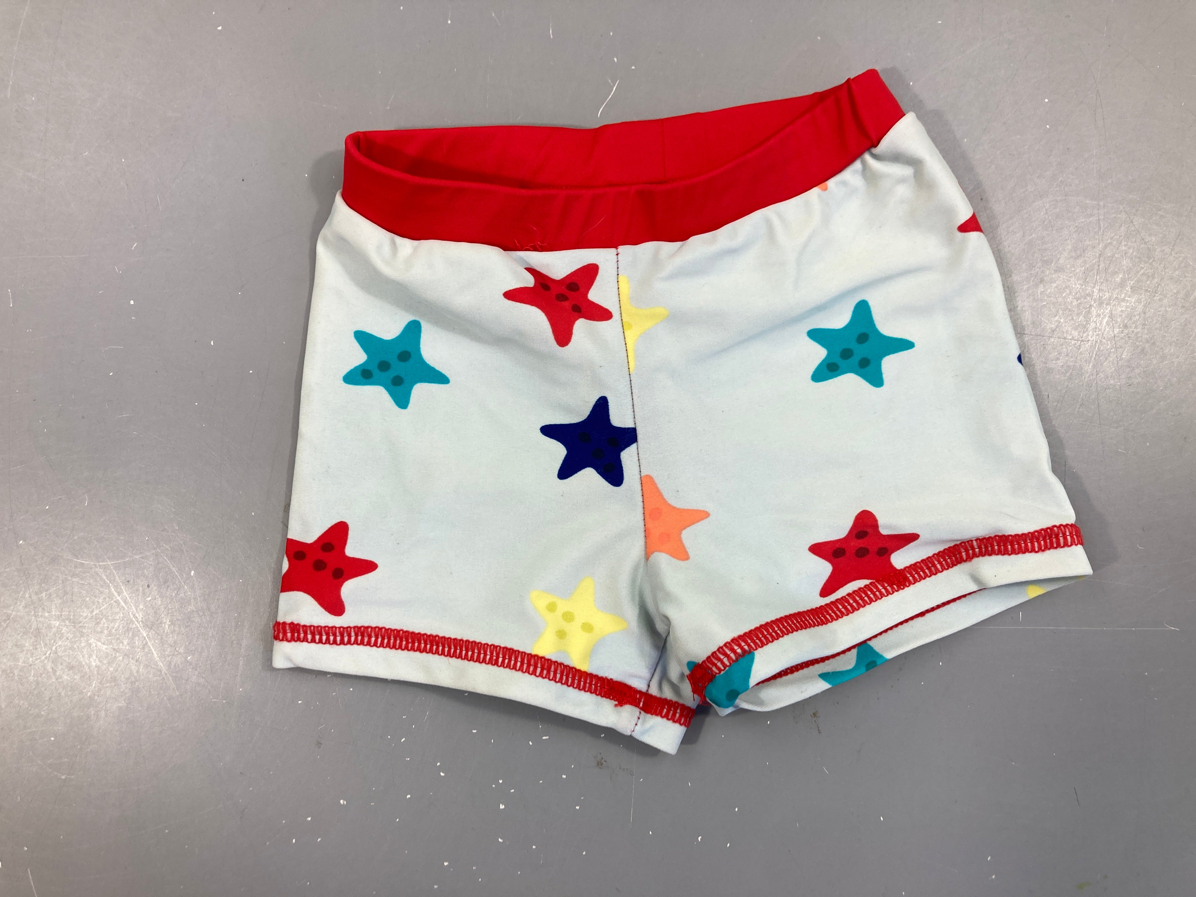 Maillot boxer blanc/rouge étoiles