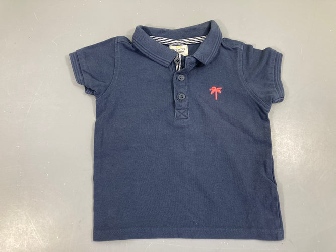 Polo m.c bleu marine palmier, moins cher chez Petit Kiwi