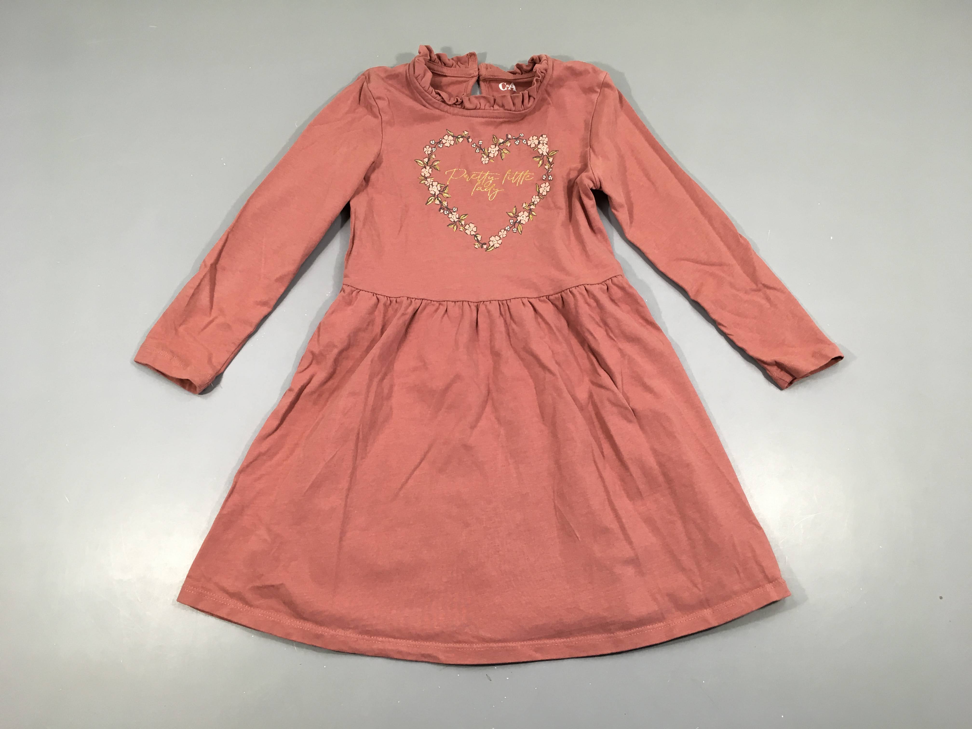 Robe m.l jersey vieux rose coeur