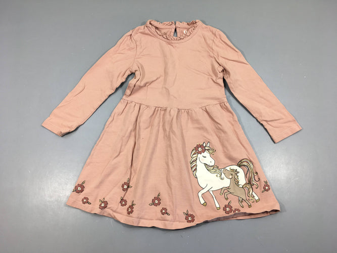 Robe m.l jersey vieux rose chevaux bas, moins cher chez Petit Kiwi