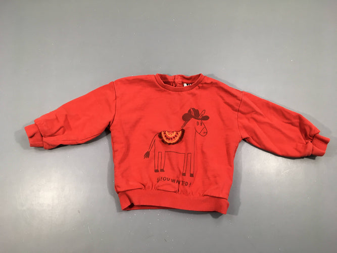 Sweat rouge Âne cowboy, moins cher chez Petit Kiwi