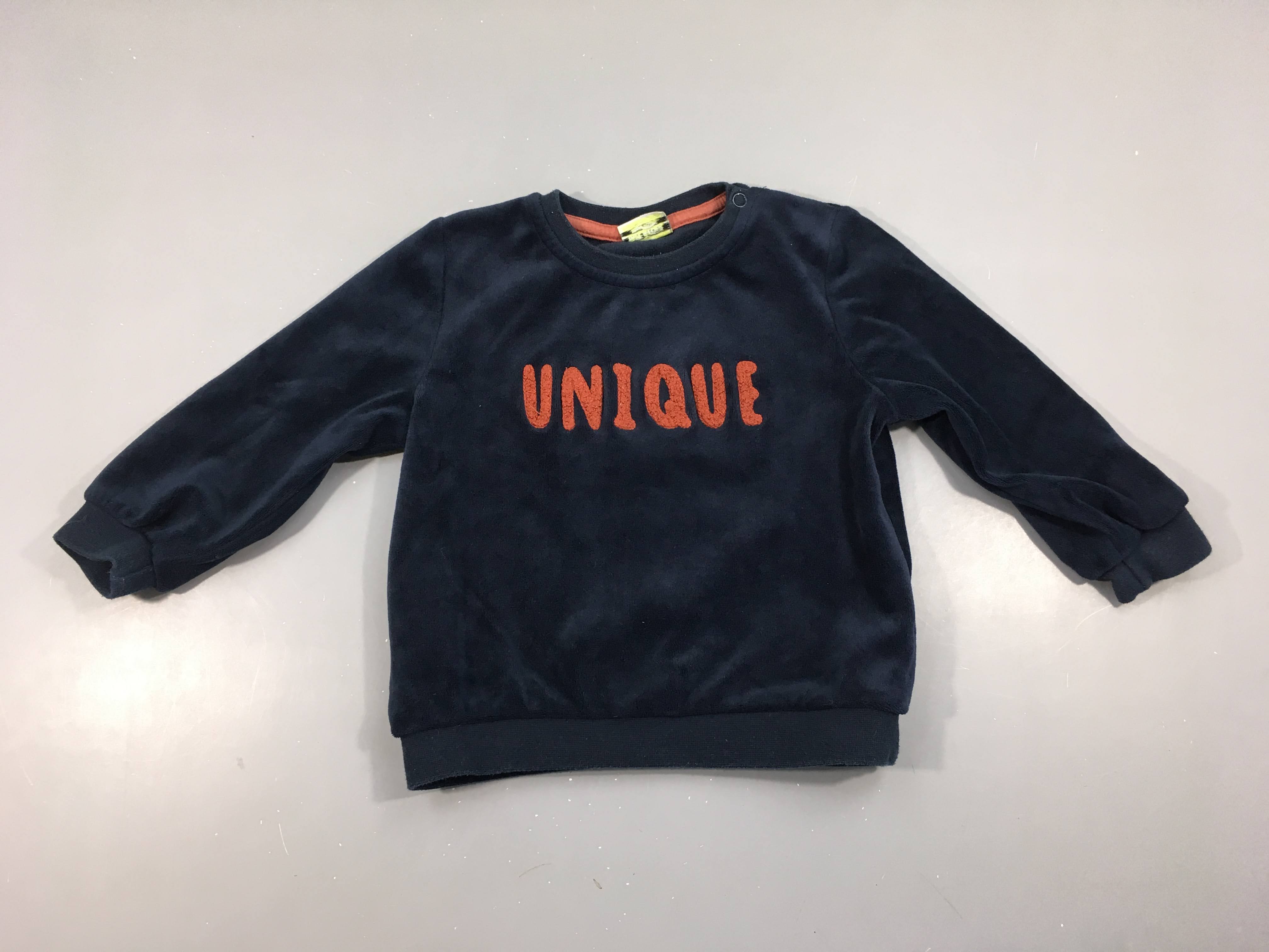 Sweat bleu foncé velours Unique