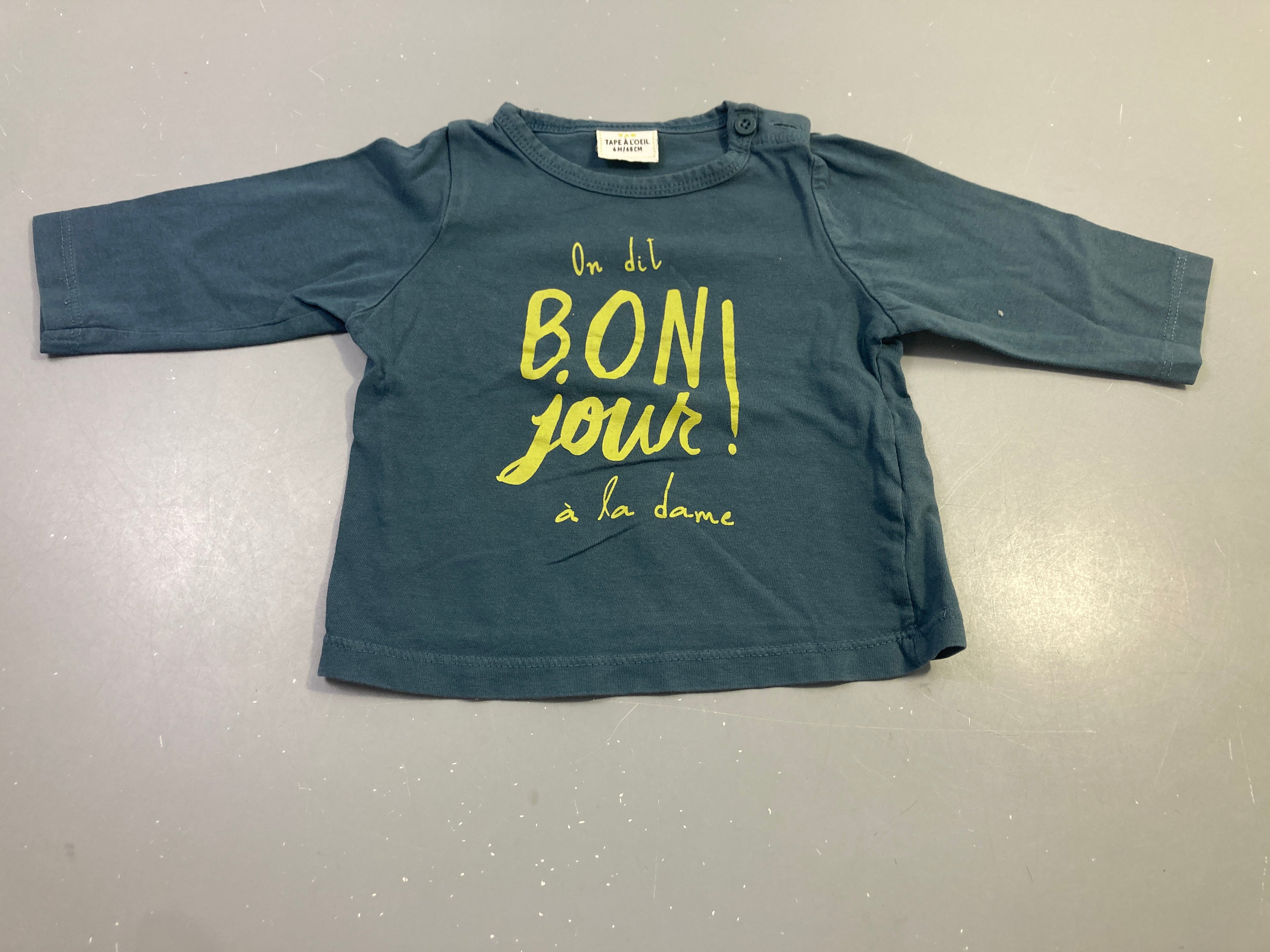 T-shirt m.l bleu pétrole imprimé 