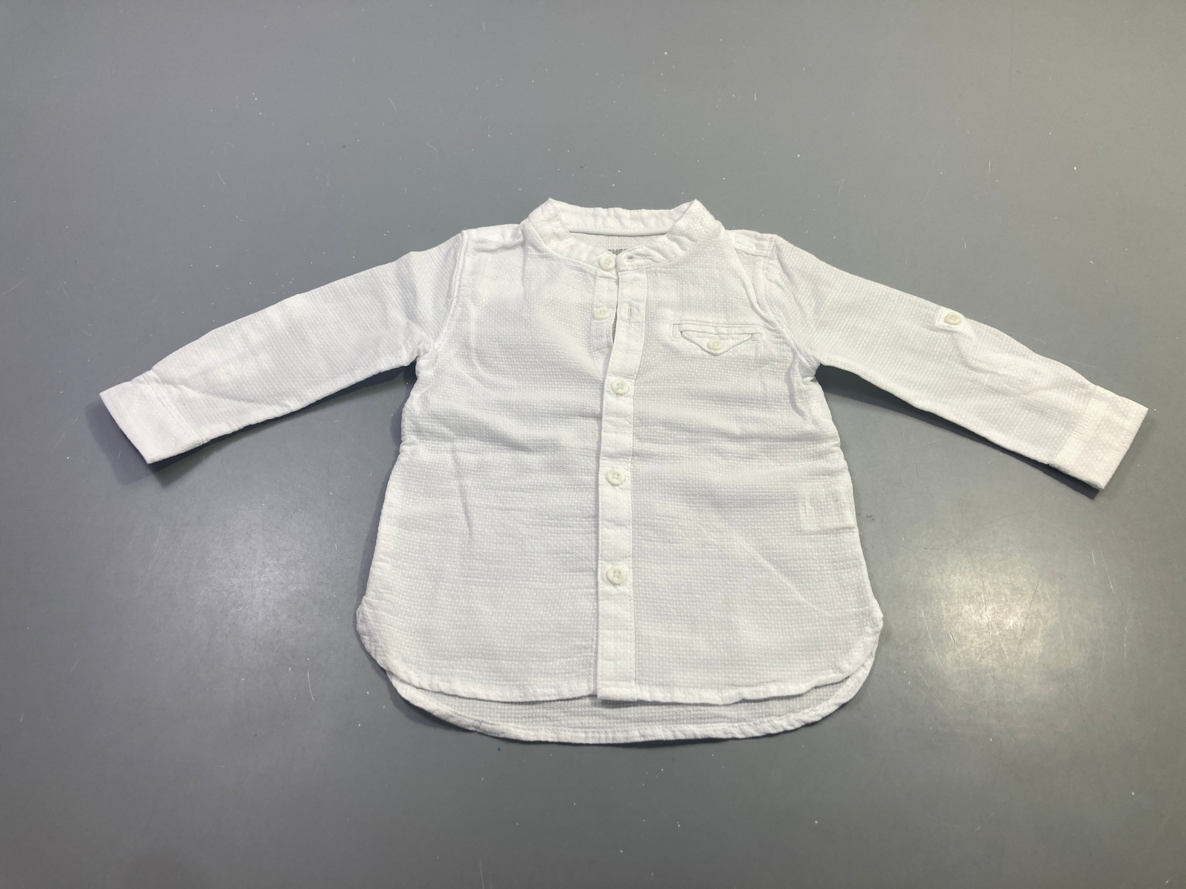 Chemise m.l blanche col mao texturée