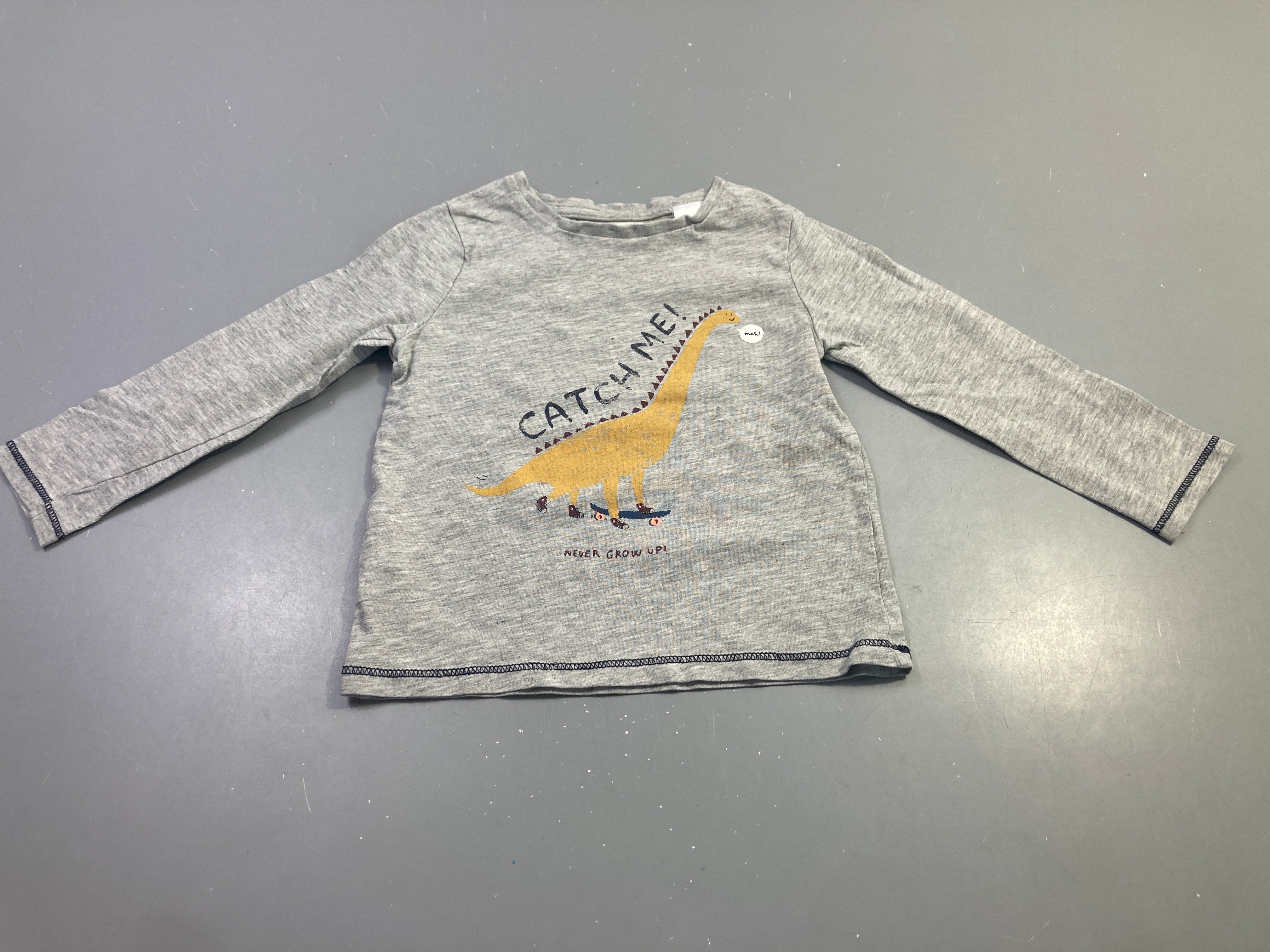 T-shirt m.l gris chiné dinosaure skateboard