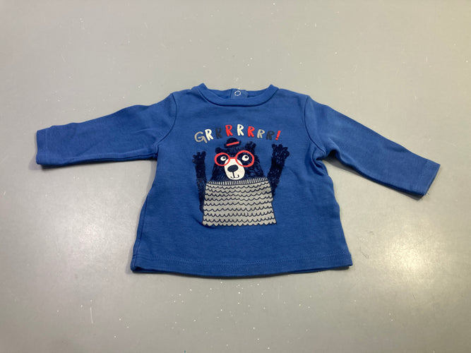 T-shirt m.l bleu ours à lunettes, moins cher chez Petit Kiwi