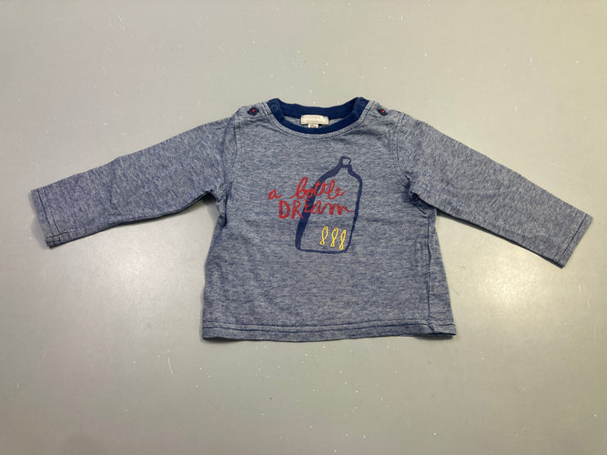 T-shirt m.l rayé bleu marine bouteille, moins cher chez Petit Kiwi
