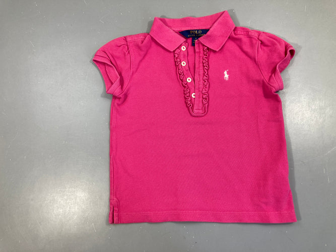 Polo m.c rose froufrou col, moins cher chez Petit Kiwi