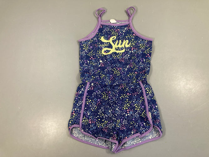 Combishort bleue fleuri SUN, moins cher chez Petit Kiwi