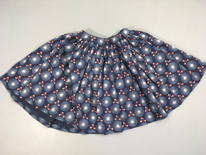 Jupe bleu foncé cercles fleurs, moins cher chez Petit Kiwi