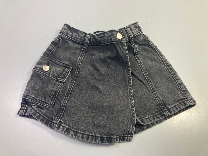 Jupe-short jean noir poches, moins cher chez Petit Kiwi