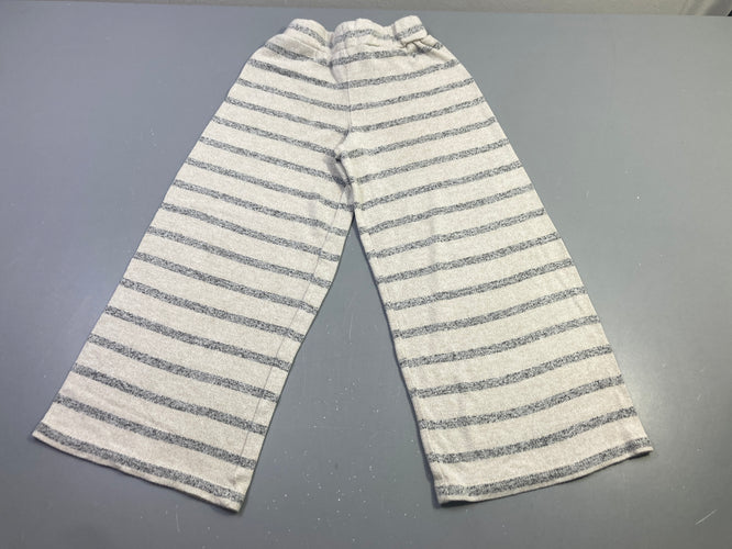Pantalon mailles large rayé beige-gris, moins cher chez Petit Kiwi