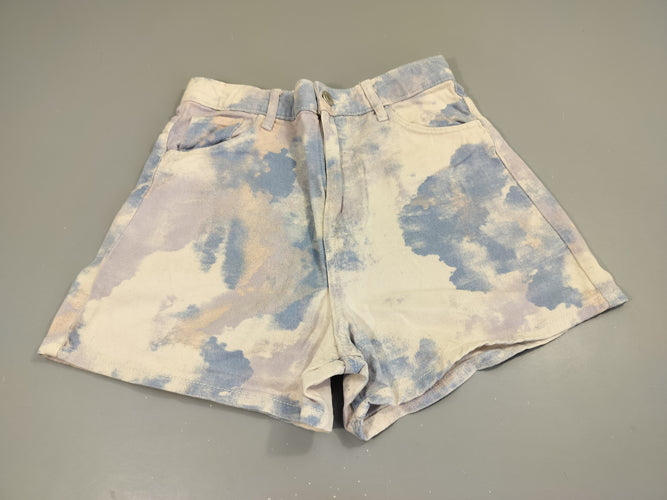 Short en jean  tie and dye  rose, bleu, blanc, moins cher chez Petit Kiwi