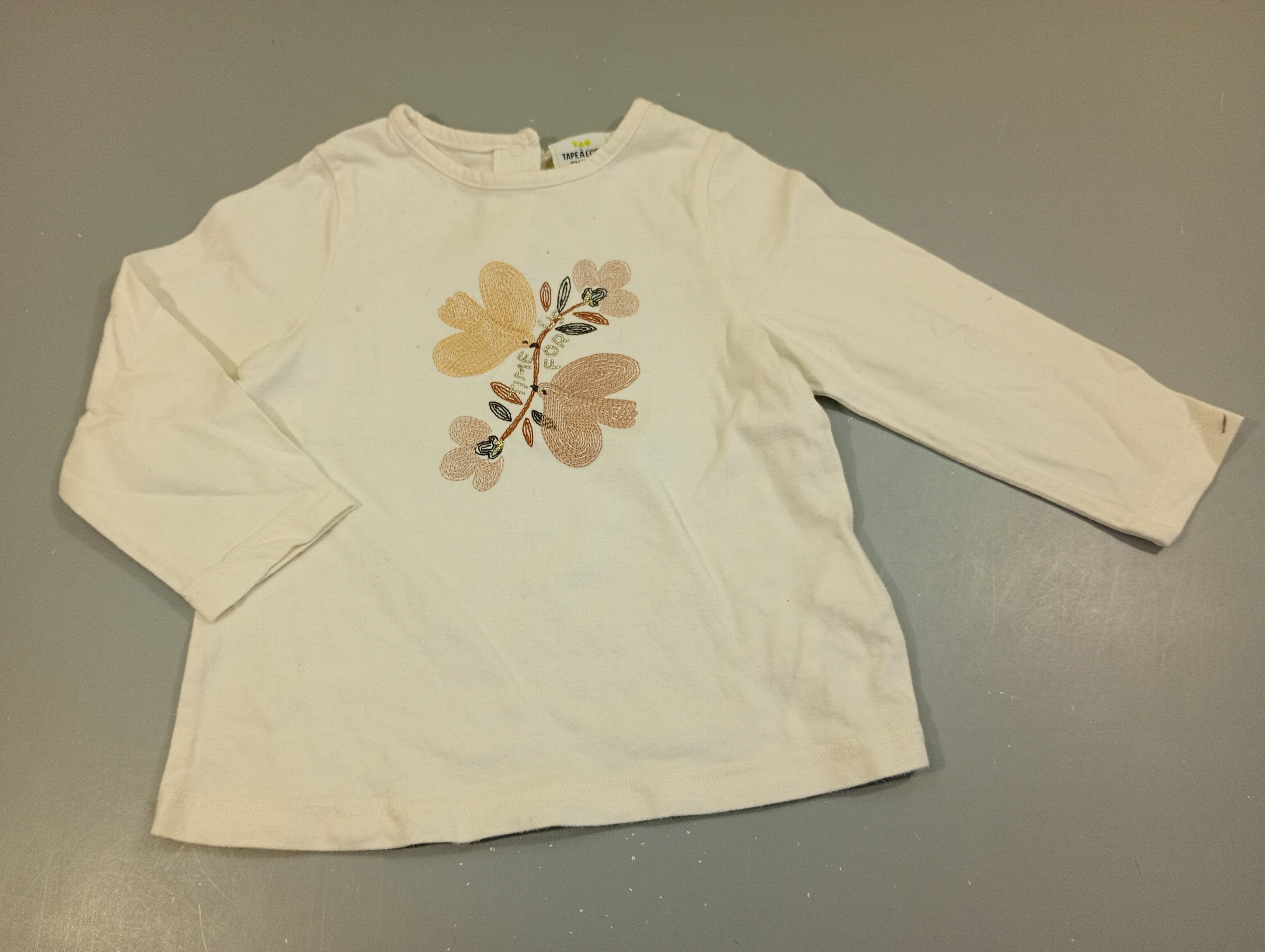 T-shirt m.l blanc ,oiseaux 
