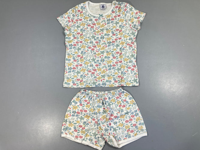 Pyjashort 2pcs jersey blanc fleuri légèrement bouloché, moins cher chez Petit Kiwi