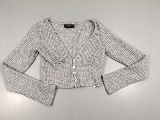 Gilet gris texturé, moins cher chez Petit Kiwi