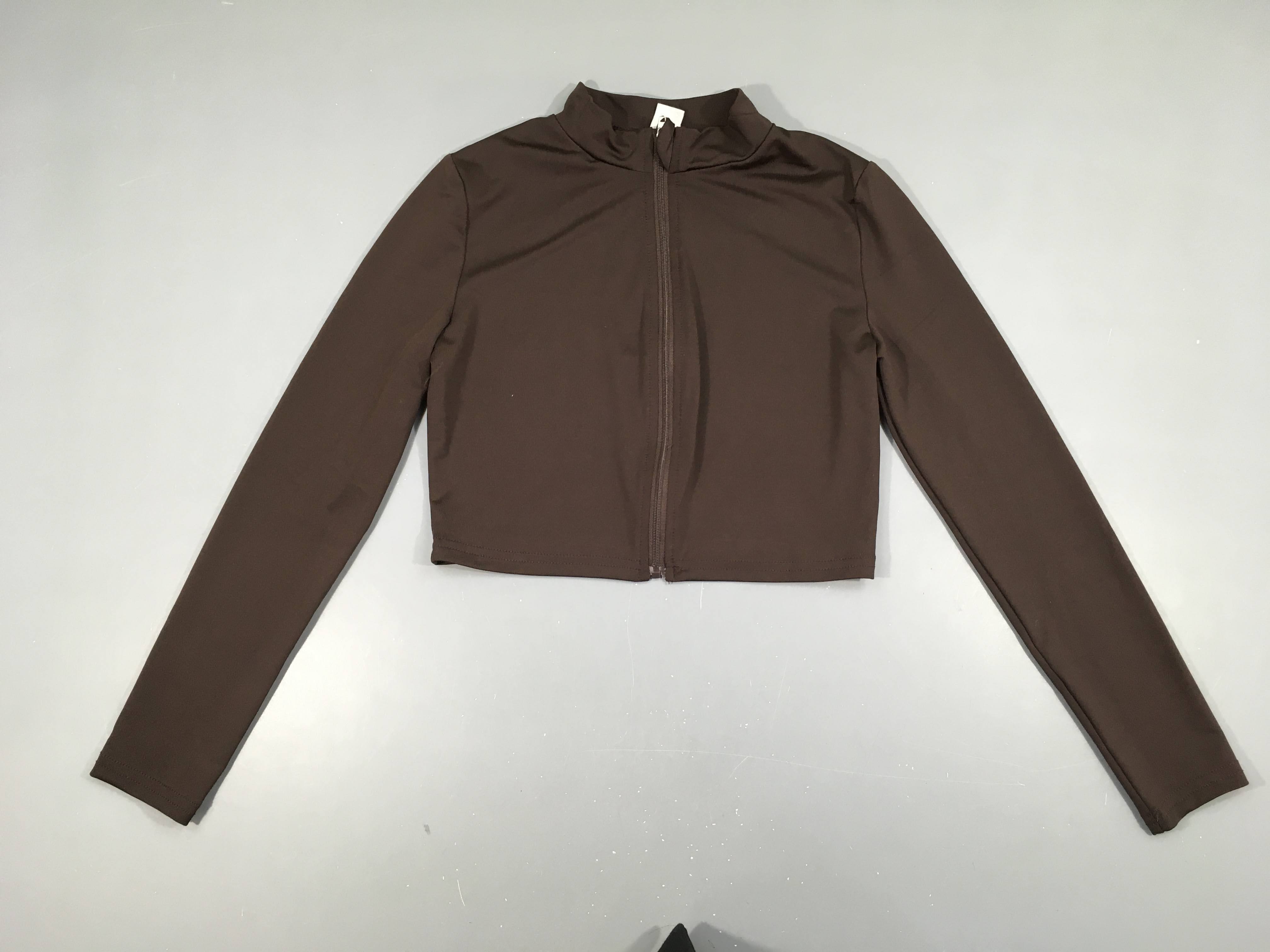 Haut fluide zippé brun