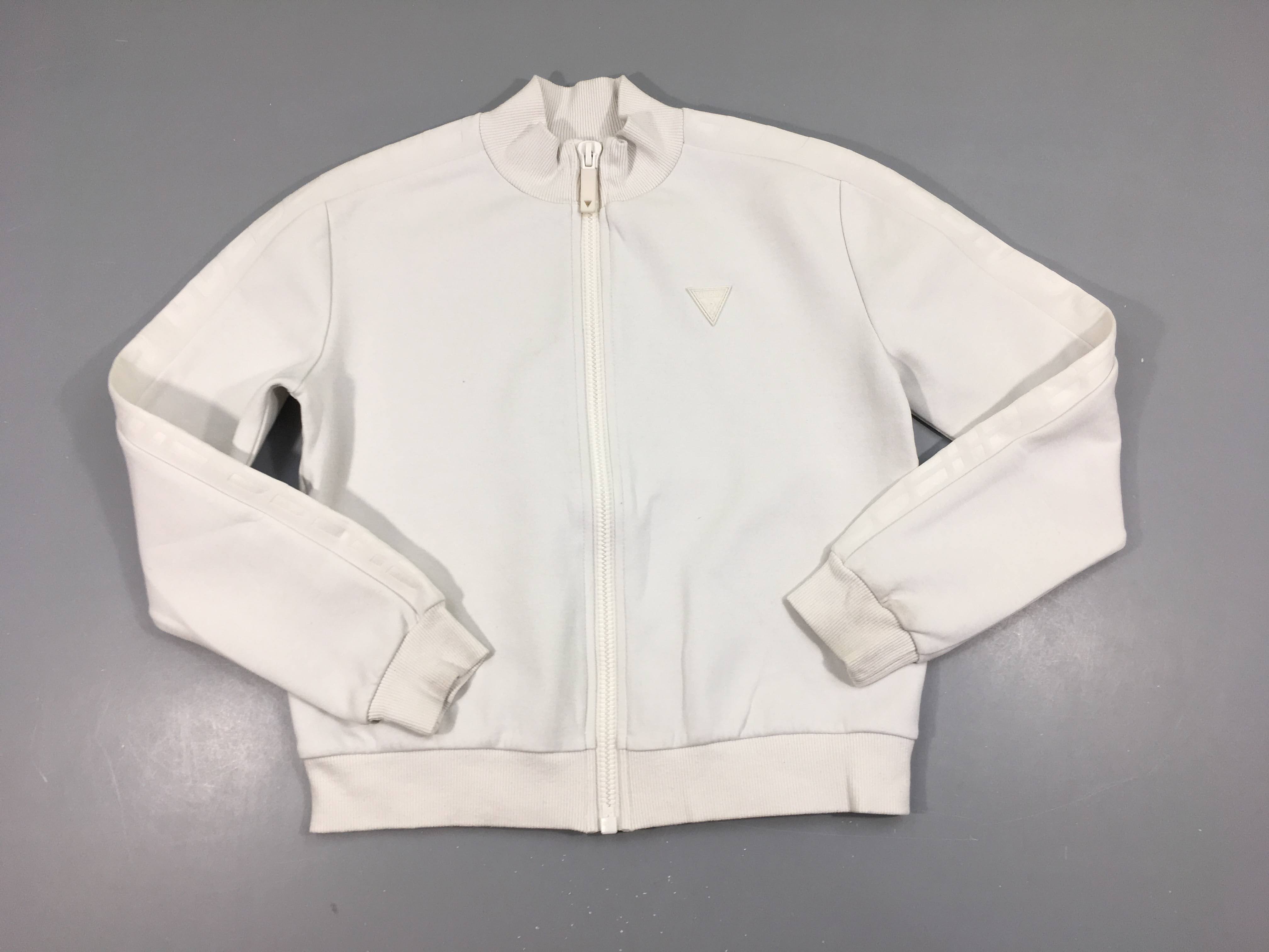 Sweat zippé blanc Guess-Tache bas manche + léger accroc