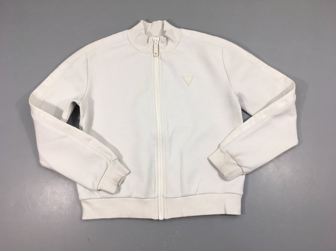 Sweat zippé blanc Guess-Tache bas manche + léger accroc, moins cher chez Petit Kiwi