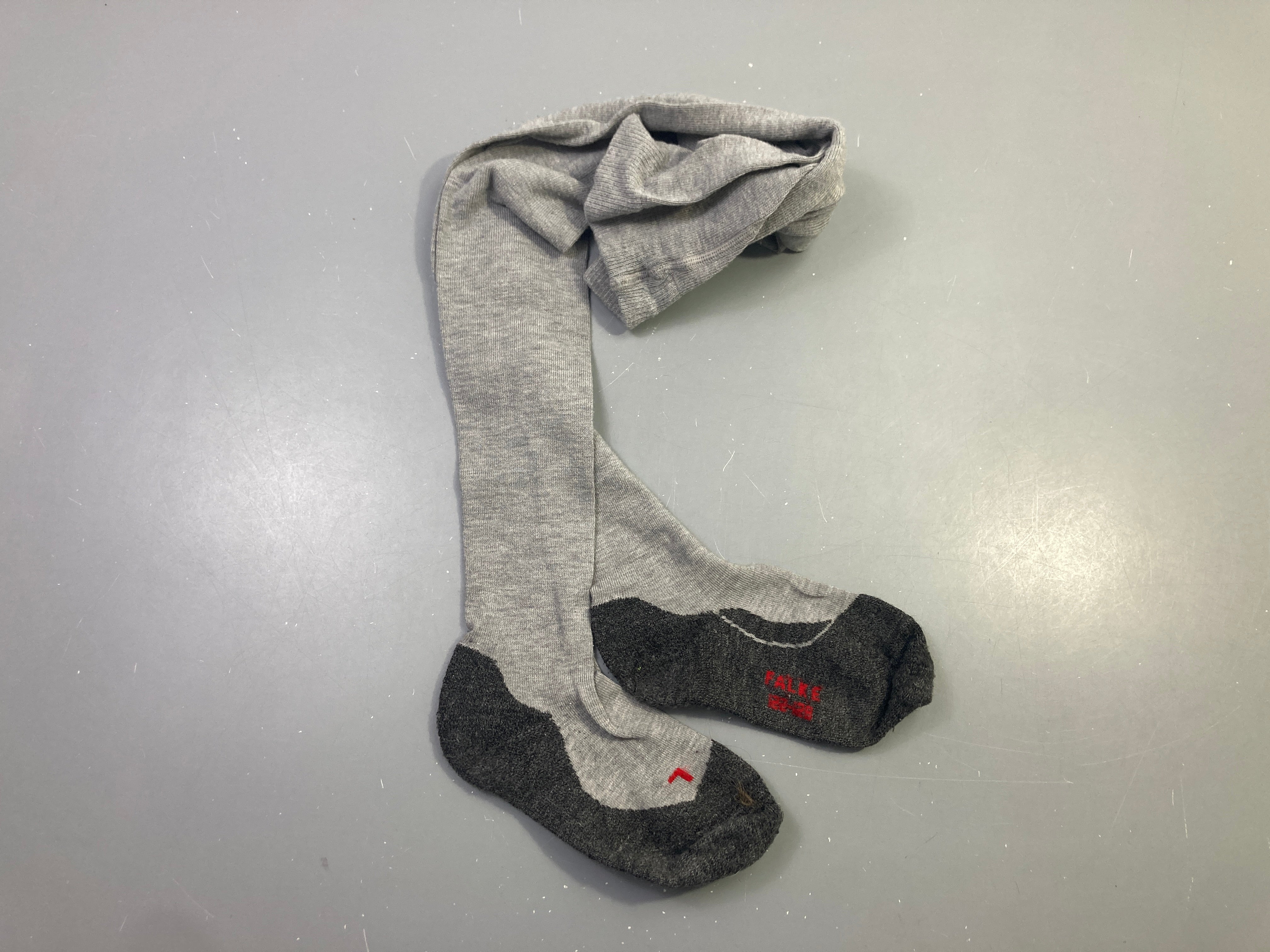 Collants gris bout renforcé, laine mérinos légère et chaude, Falke