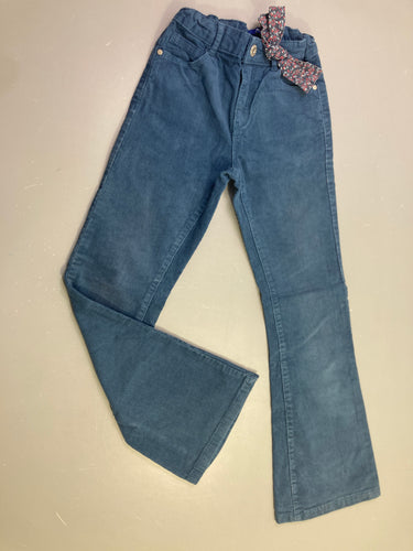 Pantalon velours bleu ceinture liberty, moins cher chez Petit Kiwi